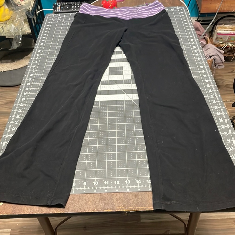 Black and purple flared workout leggings
